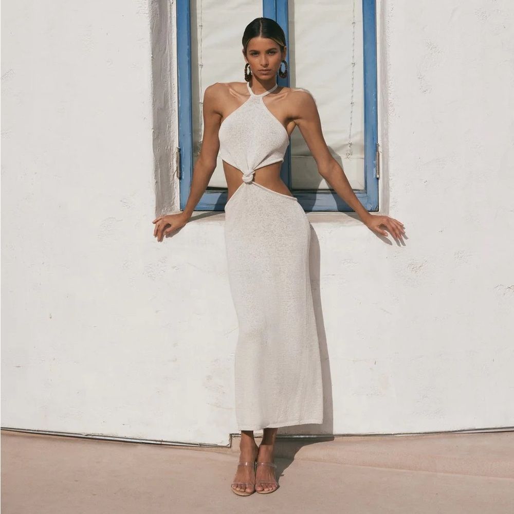 Cult Gaia Cameron Knit Dress in Off White Size Medium NWT